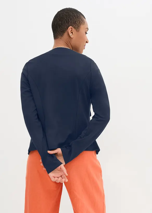 Jersey-Blazer aus feiner Viskose in blau von hinten (im Anschnitt) - bonprix
