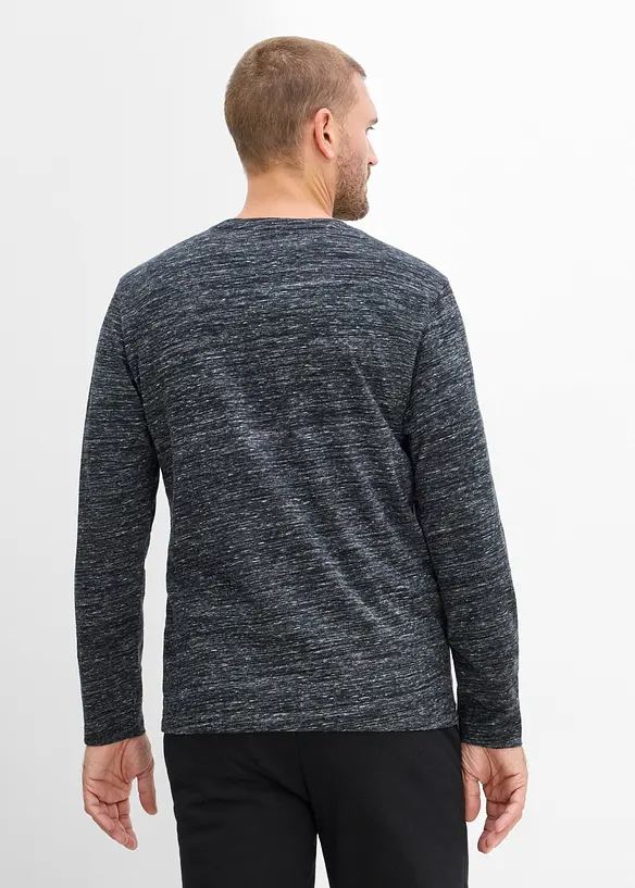 Langarmshirt mit Baumwoll-Mix (3er Pack) in blau von hinten (im Anschnitt) - bonprix