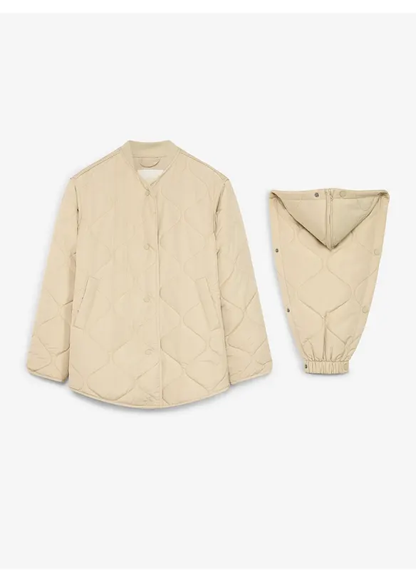3-in-1 Ultraleichte Umstands-Steppjacke mit Trageeinsatz (2-tlg. Set) in beige von vorne - bonprix