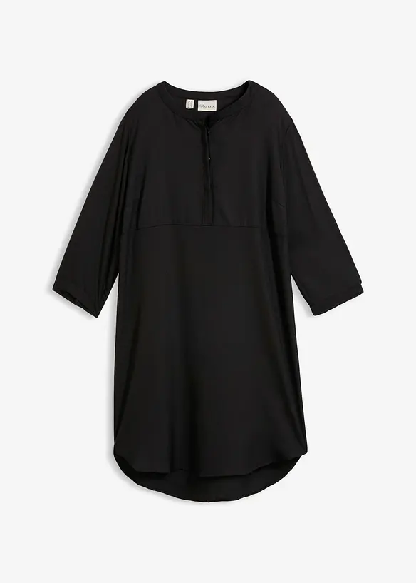 Blusenkleid mit kurzer Knopfleiste in schwarz von vorne - bonprix