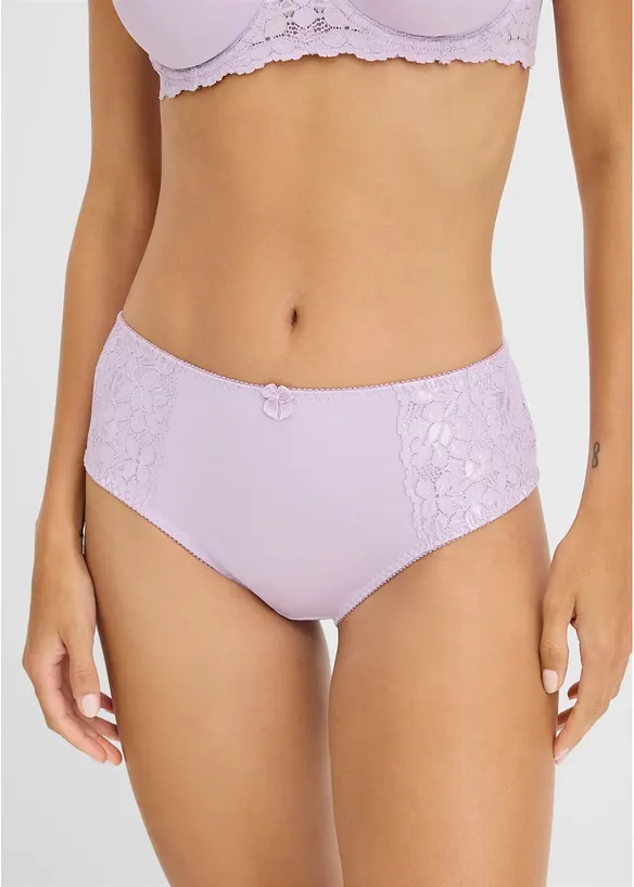 Maxislip mit zarter Spitze (2er Pack) in lila von vorne - bonprix