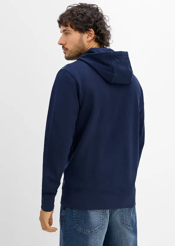 Kapuzen-Sweatjacke aus reiner Baumwolle in blau von hinten (im Anschnitt) - bonprix