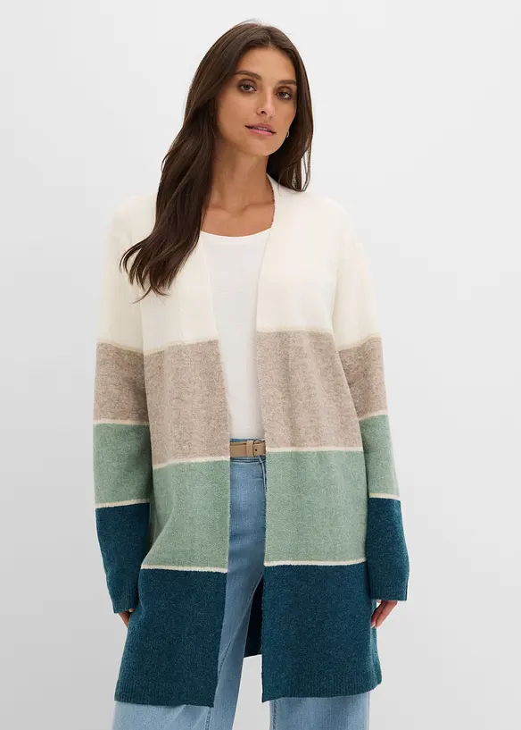 Oversize Longstrickjacke in beige von vorne (im Anschnitt) - bonprix Oversize Longstrickjacke in beige von vorne (im Anschnitt) - bonprix