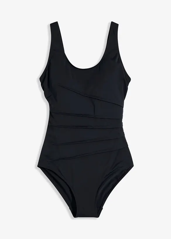 Light Shape-Badeanzug mit Zierfalten in schwarz von vorne - bonprix