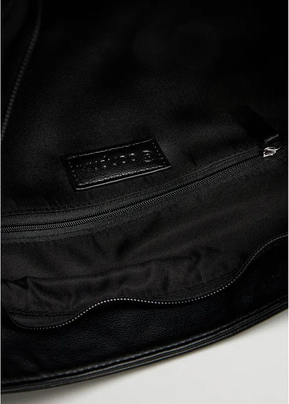 Handtasche mit Teddyfell in schwarz geöffnet - bonprix