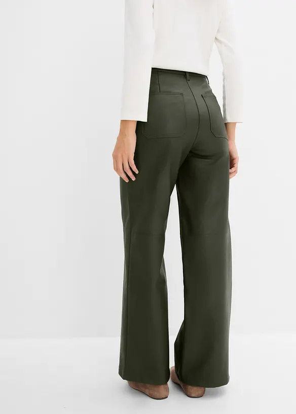 Lederimitat-Hose mit hohem Bund in grün von hinten - bonprix Lederimitat-Hose mit hohem Bund in grün von hinten - bonprix