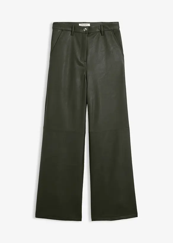 Lederimitat-Hose mit hohem Bund in grün von vorne - bonprix Lederimitat-Hose mit hohem Bund in grün von vorne - bonprix