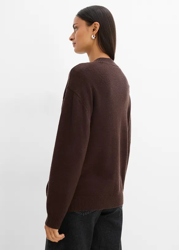 Pullover aus softem Viskose-Mix in braun von hinten (im Anschnitt) - bonprix