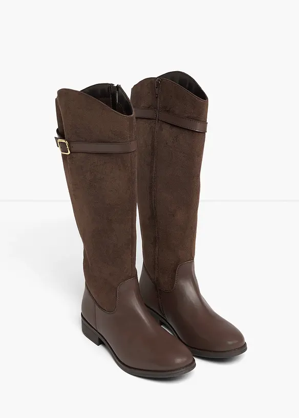 Weitschaftstiefel mit Schnalle in braun - bonprix