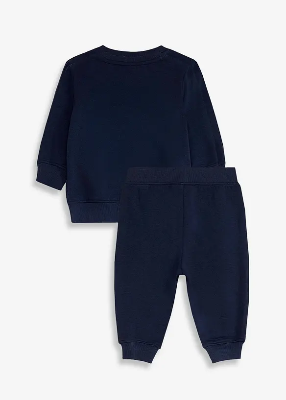 Baby Set aus Sweatshirt und Hose aus reiner Bio-Baumwolle (2-tlg.Set) in blau von hinten - bonprix