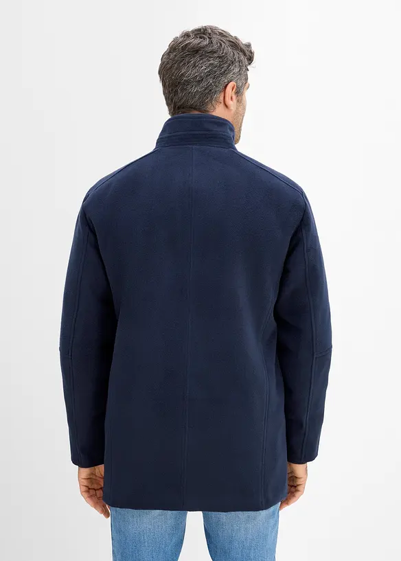 Winterjacke mit Windfang in Wolloptik in blau von hinten (im Anschnitt) - bonprix