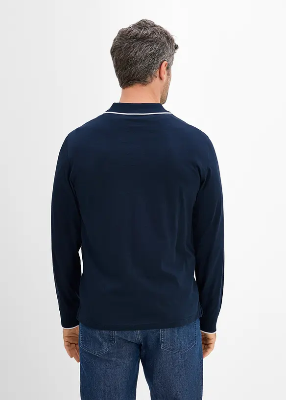 Poloshirt aus reiner Bio-Baumwolle in blau von hinten (im Anschnitt) - bonprix