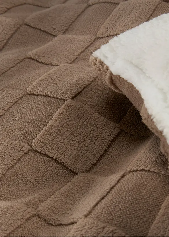 Fleece-Wendebettwäsche mit Hoch-Tief Effekt in braun (Detailaufnahme) - bonprix