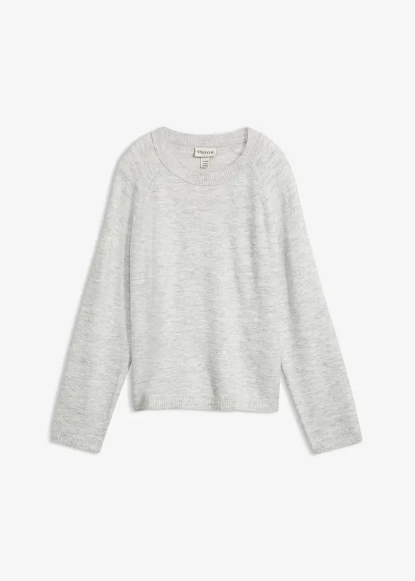 Weiter Feinstrickpullover in grau von vorne - bonprix