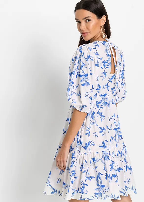 Minikleid aus reiner Baumwolle in weiß von hinten (Totalaufnahme) - bonprix