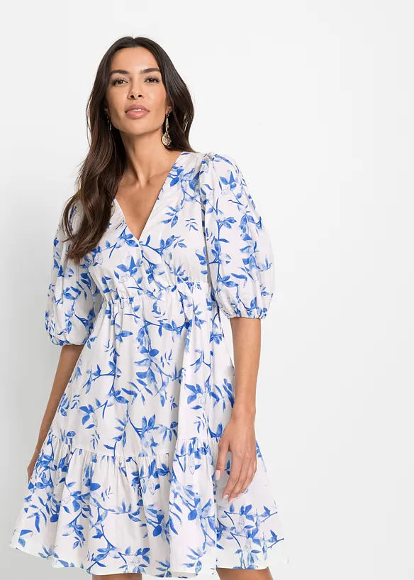 Minikleid aus reiner Baumwolle in weiß von vorne (Totalaufnahme) - bonprix