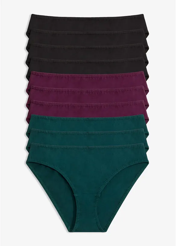 Slip mit weicher Baumwolle (10er Pack) in grün von vorne - bonprix