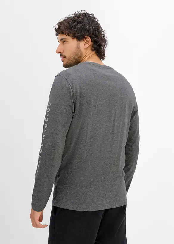 Langarmshirt aus reiner Bio-Baumwolle in grau von hinten (im Anschnitt) - bonprix