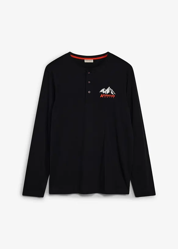 Langarmshirt aus reiner Bio-Baumwolle in schwarz von vorne - bonprix