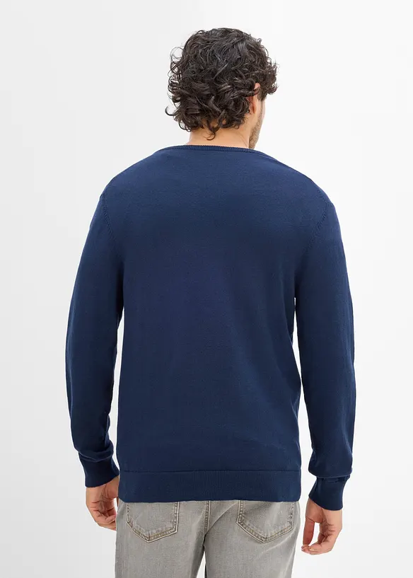 Feinstrickpullover  in Regular Fit (2er Pack) in blau von hinten (im Anschnitt) - bonprix