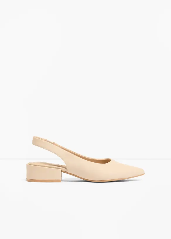Slingpumps mit flachem Absatz in beige - bonprix