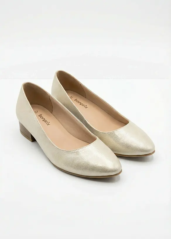 Pumps mit Blockabsatz in beige - bonprix