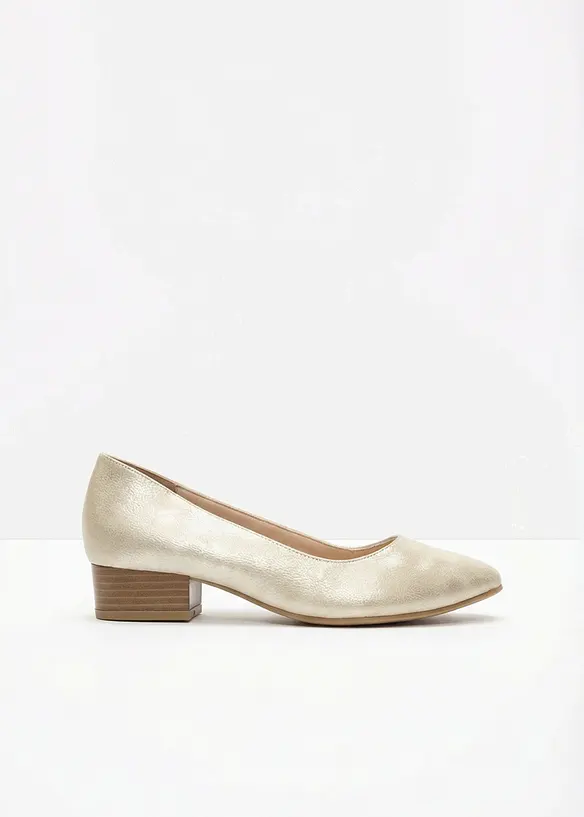 Pumps mit Blockabsatz in beige - bonprix
