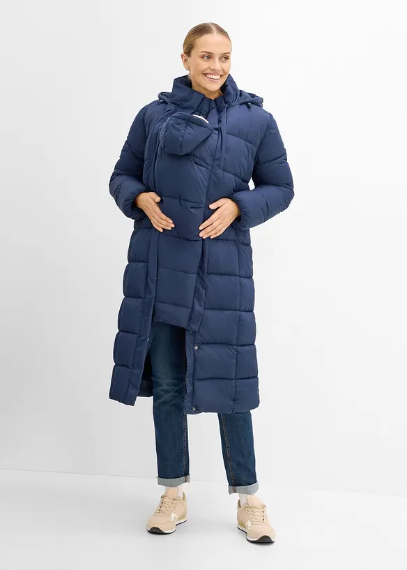 Warmer 2-in-1 Umstands-Puffermantel mit Trageeinsatz in blau von vorne (Totalaufnahme) - bonprix Warmer 2-in-1 Umstands-Puffermantel mit Trageeinsatz in blau von vorne (Totalaufnahme) - bonprix