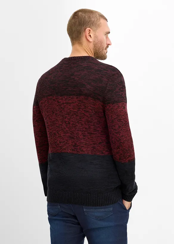 Feinstrickpullover mit Komfortschnitt aus weichem Baumwollmix in rot von hinten (im Anschnitt) - bonprix