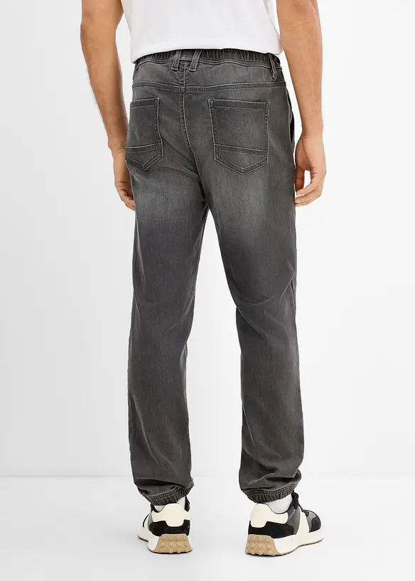 Regular-Fit Jeans-Jogger mit Dehnbund, Straight in grau von hinten - bonprix