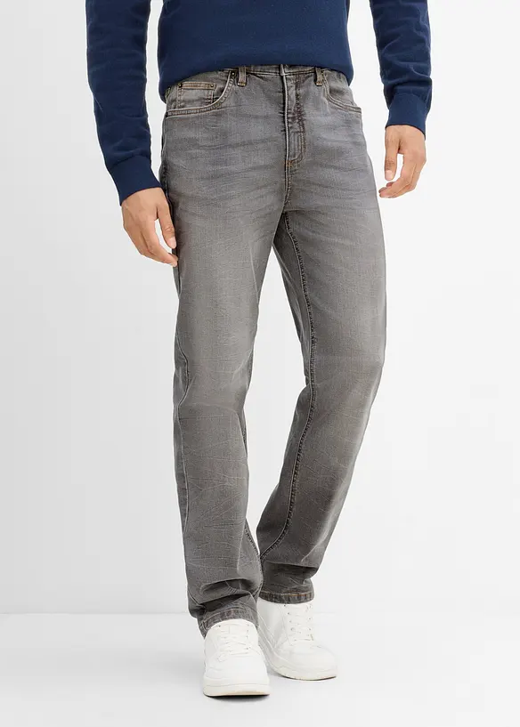 Classic-Fit-Jeans, Straight in grau von vorne - bonprix