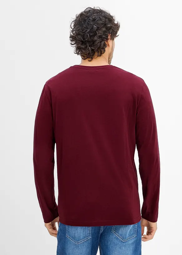 Langarmshirt aus reiner Bio-Baumwolle (2er Pack) in rot von hinten (im Anschnitt) - bonprix