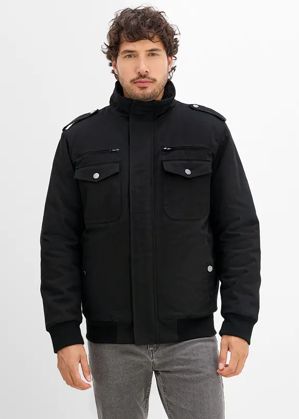 Winter Field Jacke mit Kuschelfleece Futter in schwarz von vorne (im Anschnitt) - bonprix Winter Field Jacke mit Kuschelfleece Futter in schwarz von vorne (im Anschnitt) - bonprix