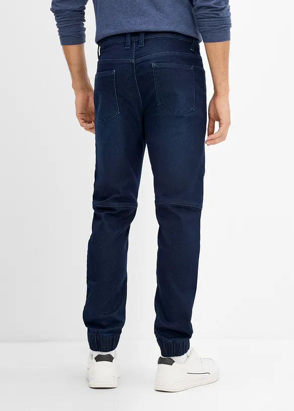 Regular-Fit Jeans-Jogger mit verstellbarem Dehnbund, Straight in blau von hinten - bonprix