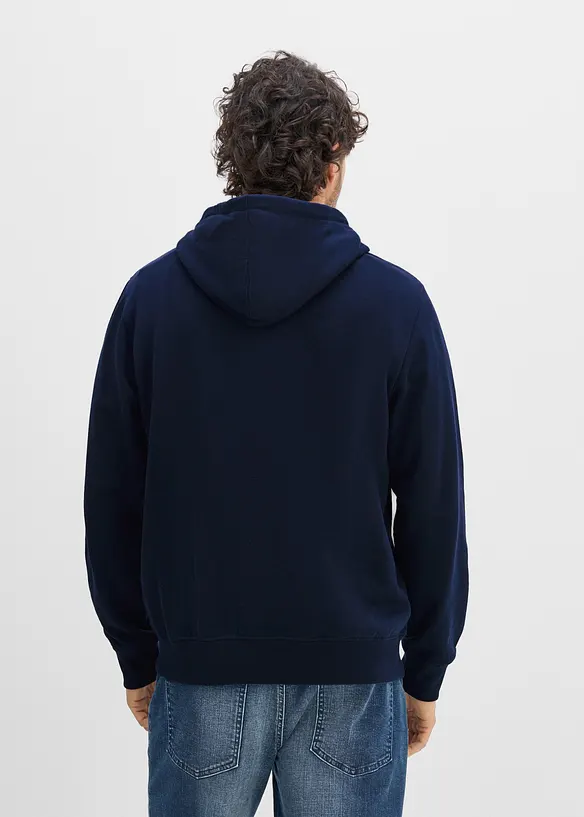 Hoodie mit Komfortschnitt in blau von hinten (im Anschnitt) - bonprix