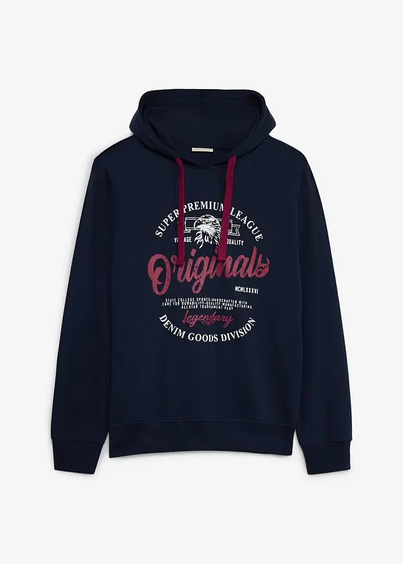 Hoodie mit Komfortschnitt in blau von vorne - bonprix