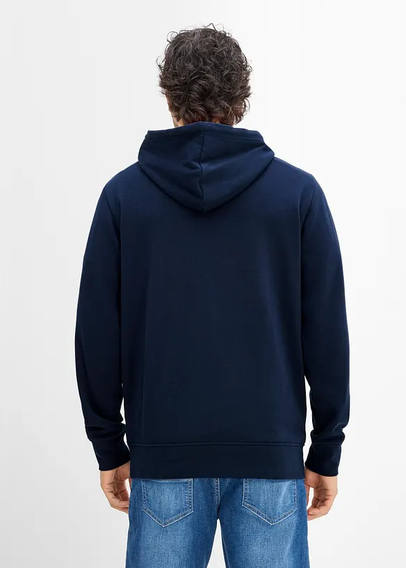 Hoodie mit Flockdruck in blau von hinten (im Anschnitt) - bonprix