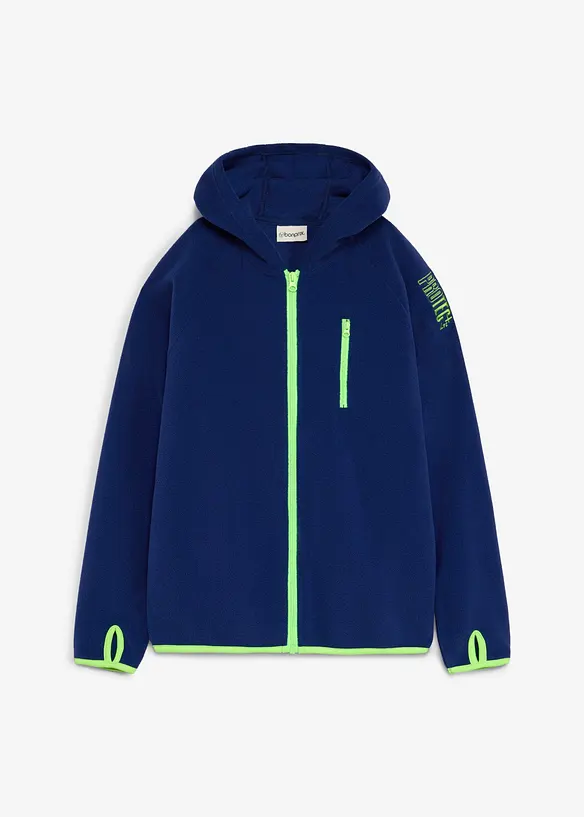Fleecejacke mit Kontrastdetails in blau von vorne - bonprix