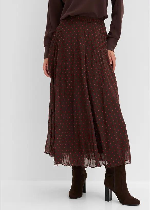 Chiffon-Rock mit Crinkle Effekt in braun von vorne - bonprix