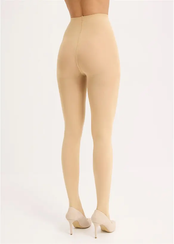 Blickdichte Strumpfhose 100 DEN in beige von hinten - bonprix