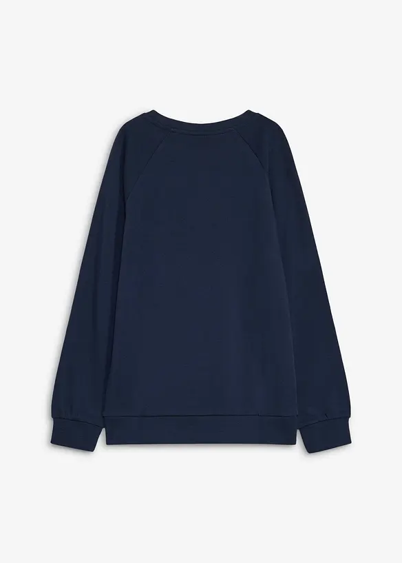 Sweatshirt aus reiner Baumwolle in blau von hinten - bonprix