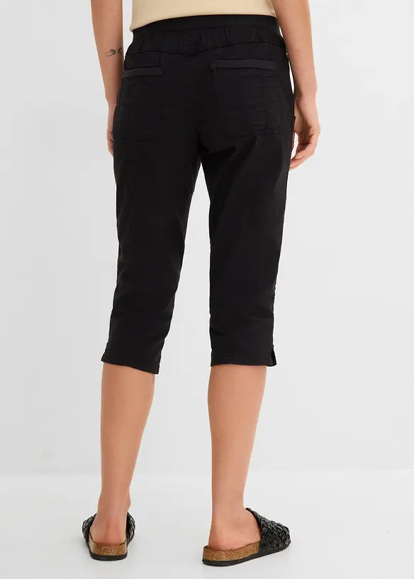Caprihose mit Bindeband aus Baumwoll-Mix in schwarz von hinten - bonprix Caprihose mit Bindeband aus Baumwoll-Mix in schwarz von hinten - bonprix