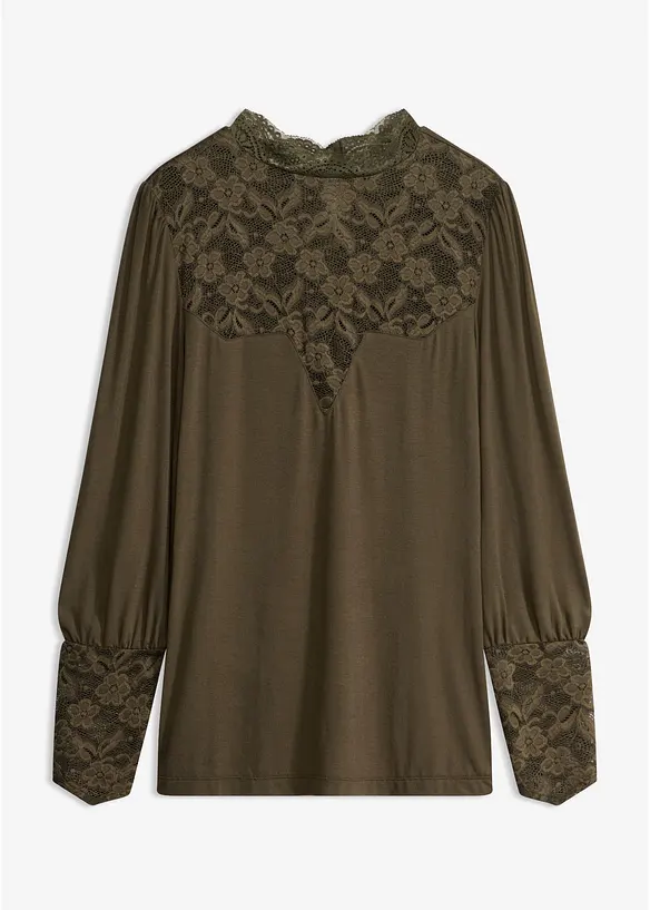 Langarmshirt aus Viskose-Mix in grün von vorne - bonprix Langarmshirt aus Viskose-Mix in grün von vorne - bonprix