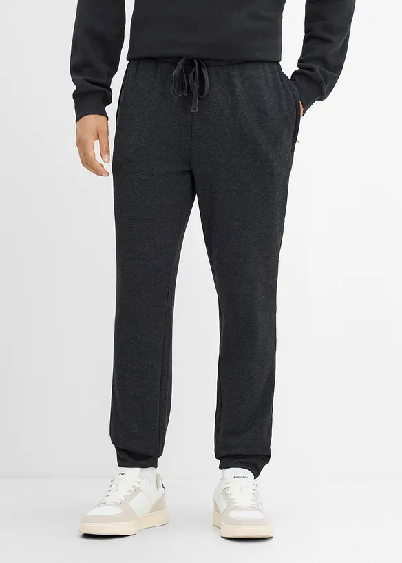 Thermo-Jogginghose mit Reißverschlusstaschen in grau von vorne - bonprix