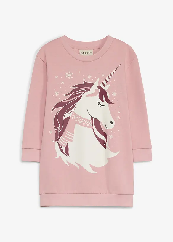 Sweatkleid aus reiner Baumwolle in rosa von vorne - bonprix