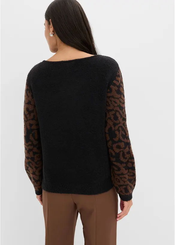 Pullover aus Strukturstrick in schwarz von hinten (im Anschnitt) - bonprix