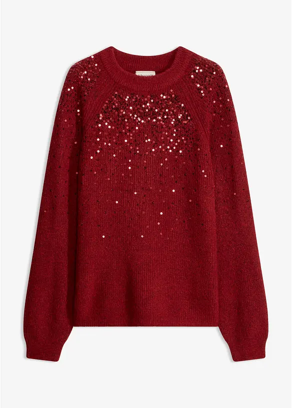 Pullover mit Pailletten in rot von vorne - bonprix