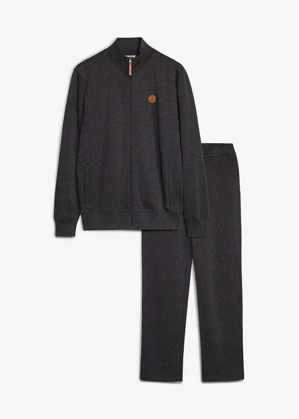Jogginganzug aus reiner Bio-Baumwolle (2-tlg.Set) in grau von vorne - bonprix