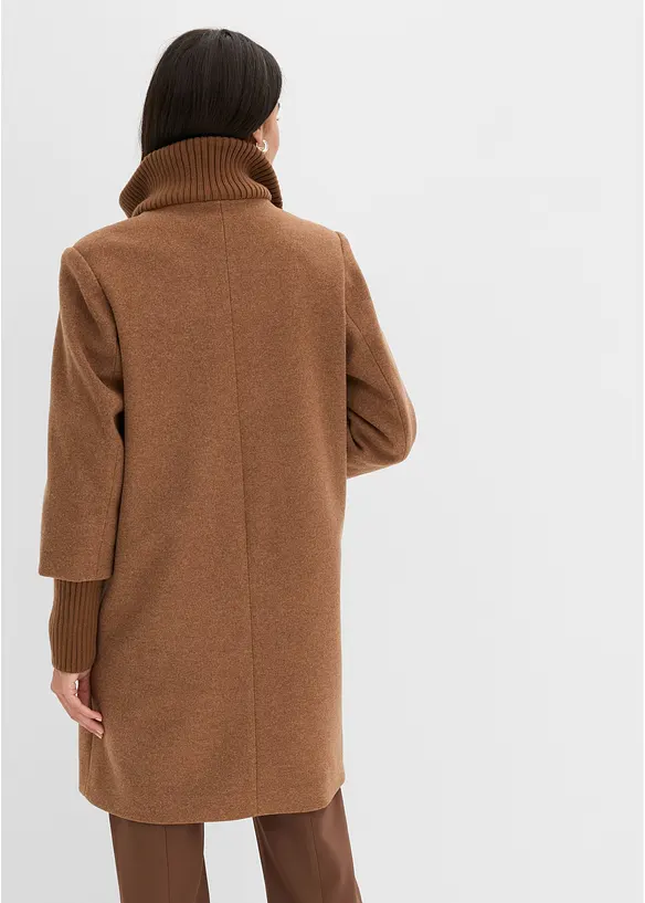 Kurzmantel in Wolloptik in braun von hinten (Totalaufnahme) - bonprix