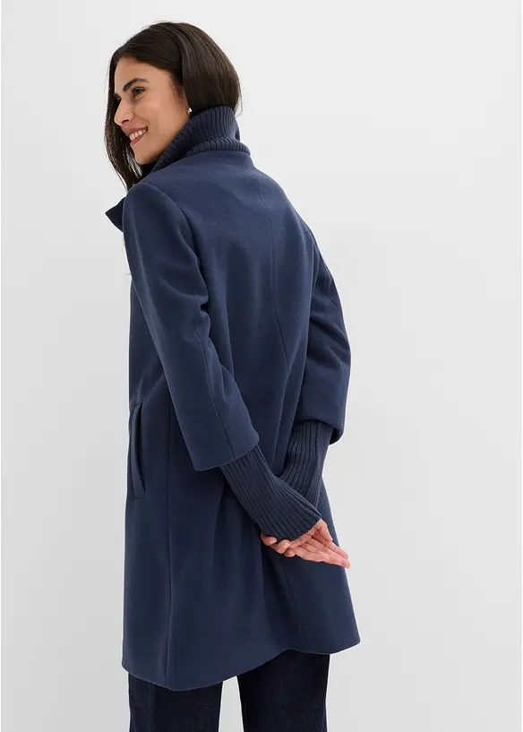 Kurzmantel in Wolloptik in blau von hinten (Totalaufnahme) - bonprix